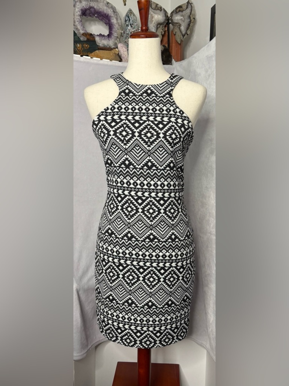 Parker NY Tula Geometric Knit Sheath Dress Black Ivory S NWT